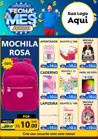 Modelo de Encarte para Encarte A4 Vertical com o tema Operação Fecha Mês, Junho para Papelaria