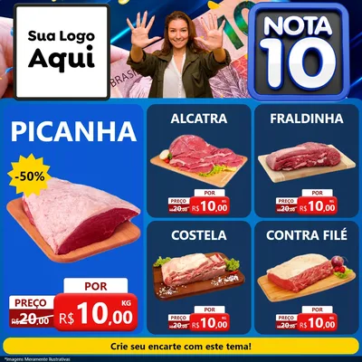 Modelo de Rede Social para Feed Facebook com o tema Nota 10 para Açougue