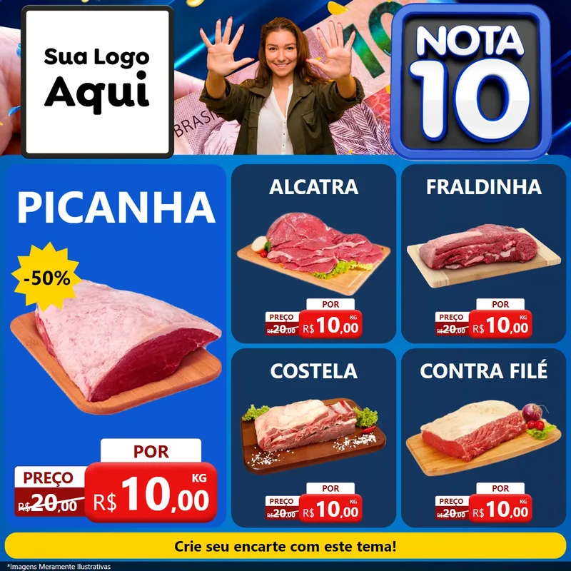 Modelo de Rede Social para Feed Facebook com o tema Nota 10 para Açougue