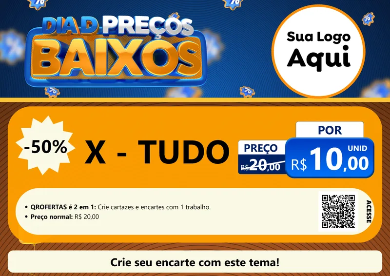 Modelo de Cartaz para Cartaz A4 Horizontal com o tema Dia D Preço Baixo para Hamburgueria