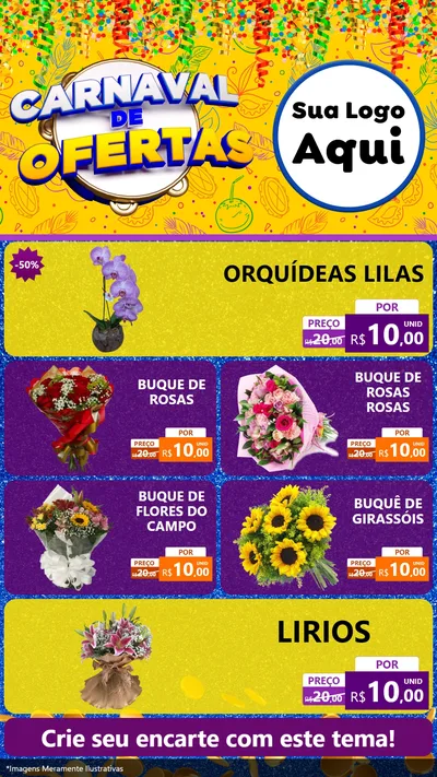Modelo de TV para TV Vertical com o tema Carnaval de Ofertas para Floricultura e jardim