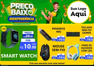 Modelo de Encarte para Encarte A4 Horizontal com o tema Preço Baixo de Independência para Informática