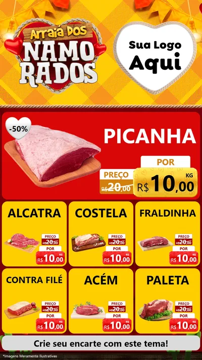 Modelo de Rede Social para Stories com o tema Arraiá dos Namorados para Açougue