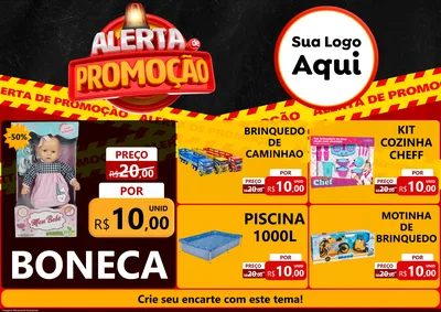 Modelo de Encarte para Encarte A4 Horizontal com o tema Alerta de Promoção para Brinquedos