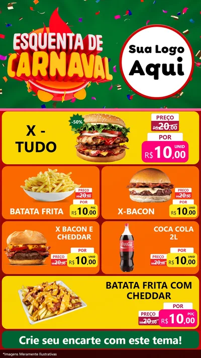 Modelo de TV para TV Vertical com o tema Esquenta de Carnaval para Hamburgueria