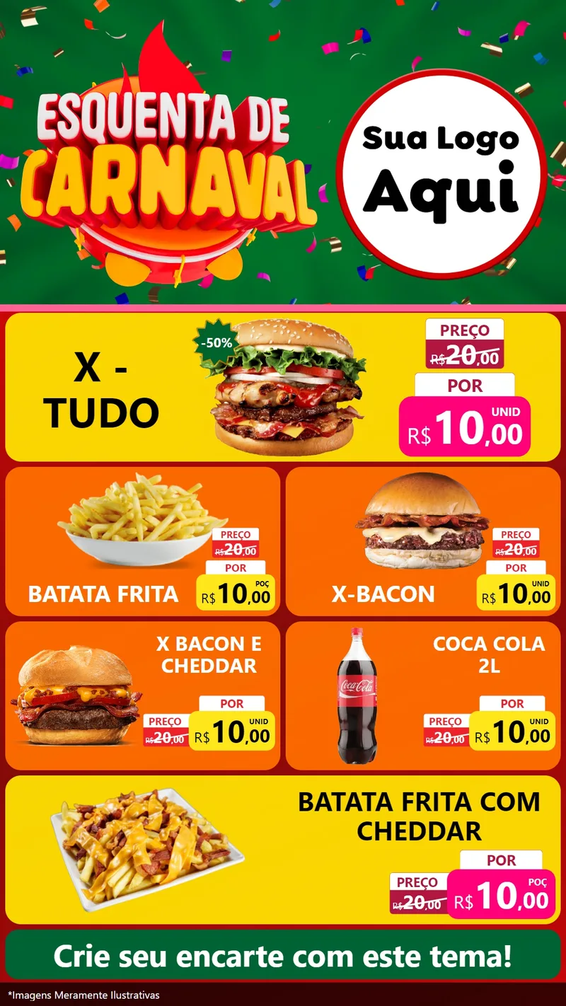 Modelo de TV para TV Vertical com o tema Esquenta de Carnaval para Hamburgueria