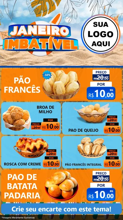 Modelo de TV para TV Vertical com o tema Janeiro Imbatível para Padaria