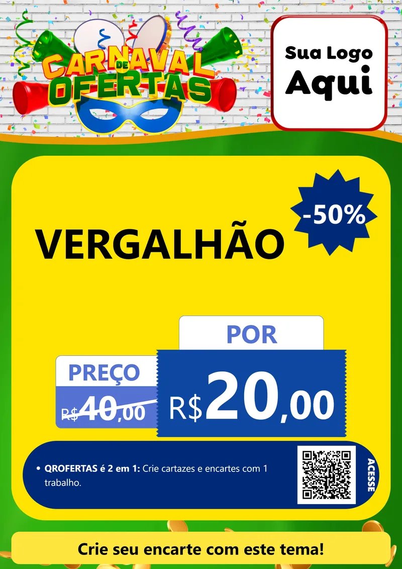 Modelo de Cartaz para Cartaz A4 Vertical com o tema Carnaval de Ofertas para Ferragens