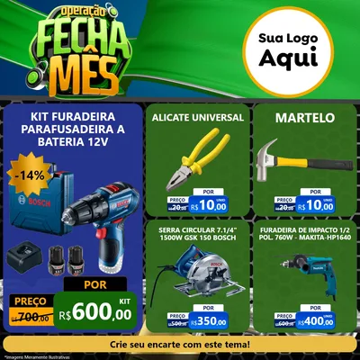 Modelo de Rede Social para Feed Facebook com o tema Operação Fecha Mês para Maquinas e Ferramentas