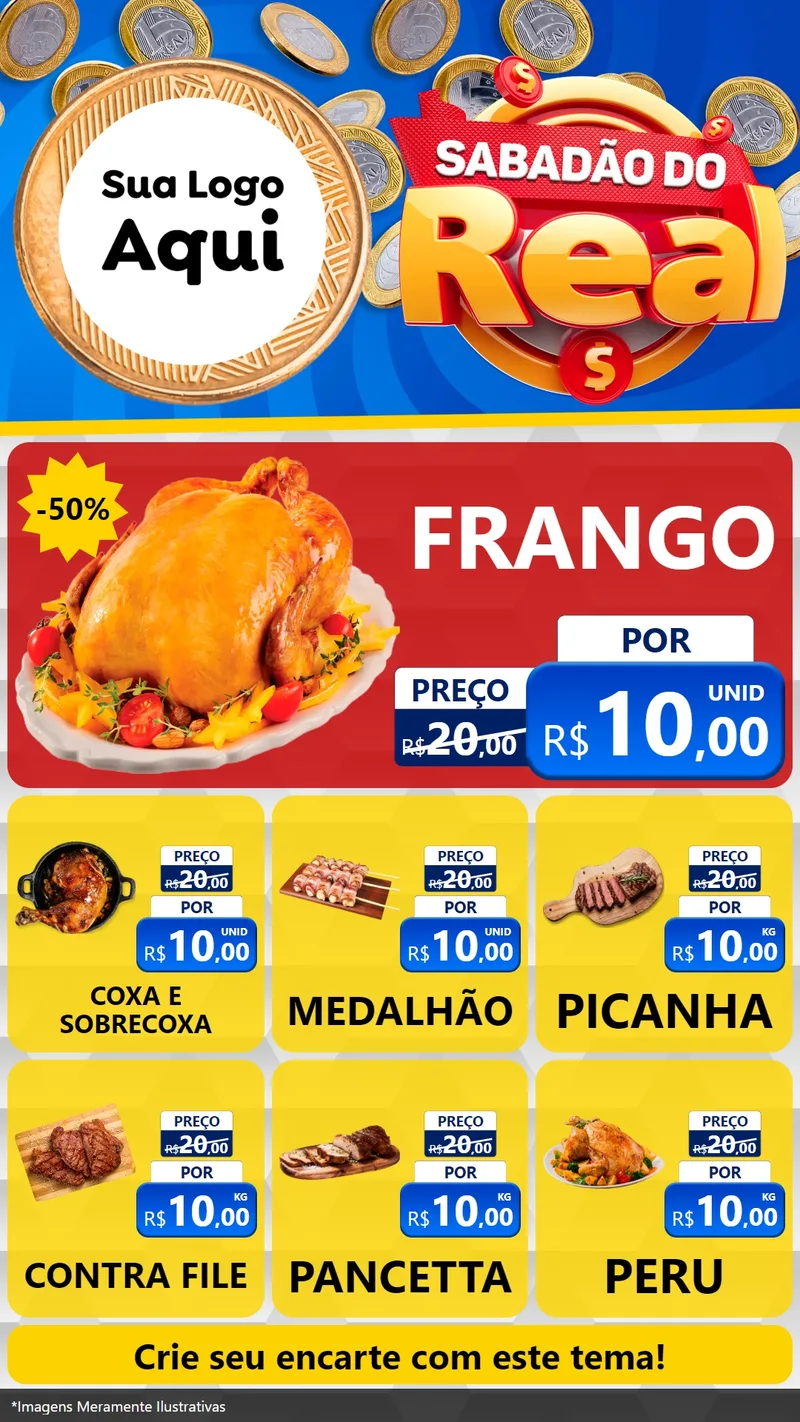 Modelo de Rede Social para Stories com o tema Sabadão do Real para Assados