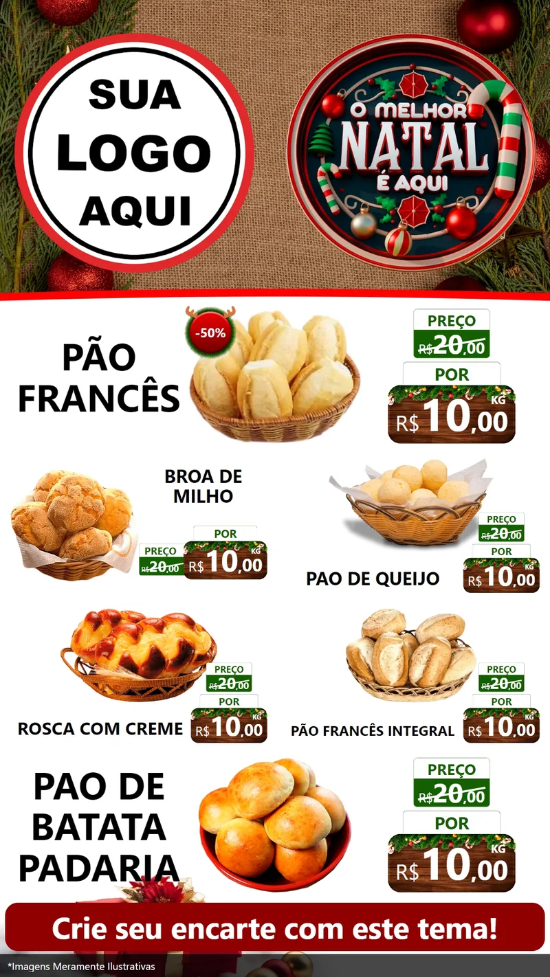 Modelo de TV para TV Vertical com o tema O Melhor Natal É Aqui para Padaria