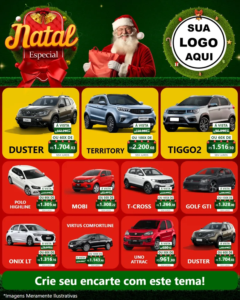 Modelo de Rede Social para Feed Instagram com o tema Natal Especial para Concessionaria de Carros