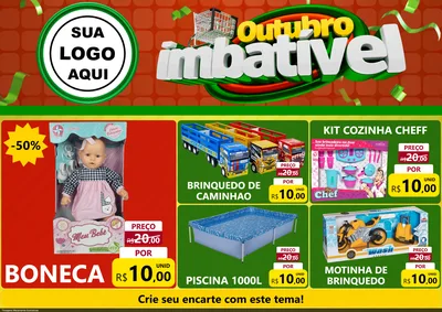 Modelo de Encarte para Encarte A4 Horizontal com o tema Outubro Imbatível para Brinquedos
