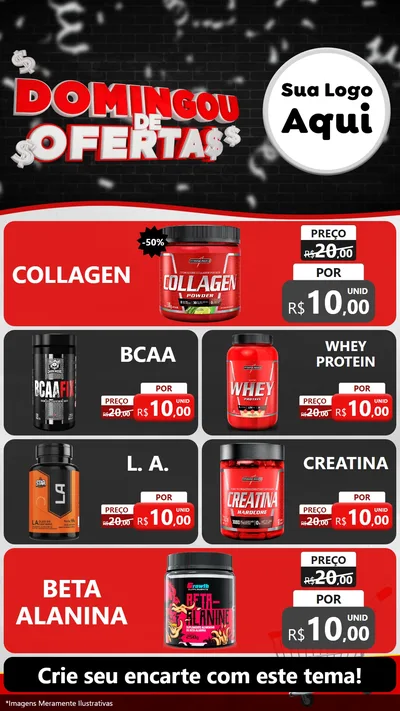 Modelo de TV para TV Vertical com o tema Domingou de Ofertas para Suplementos alimentares