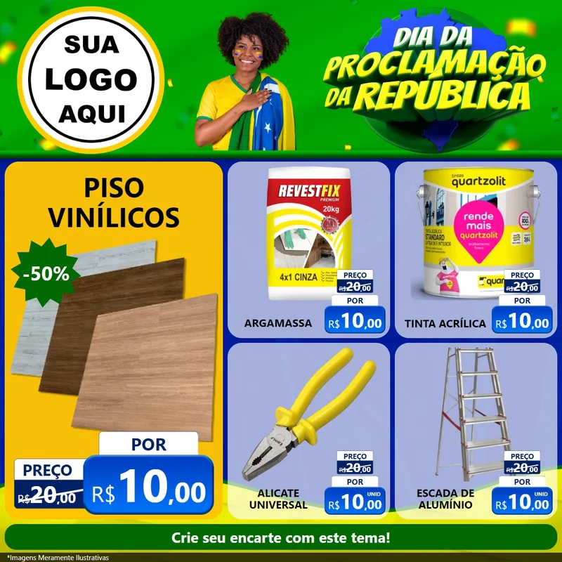 Modelo de Rede Social para Feed Facebook com o tema Dia Da Proclamação Da República para Material para Construção
