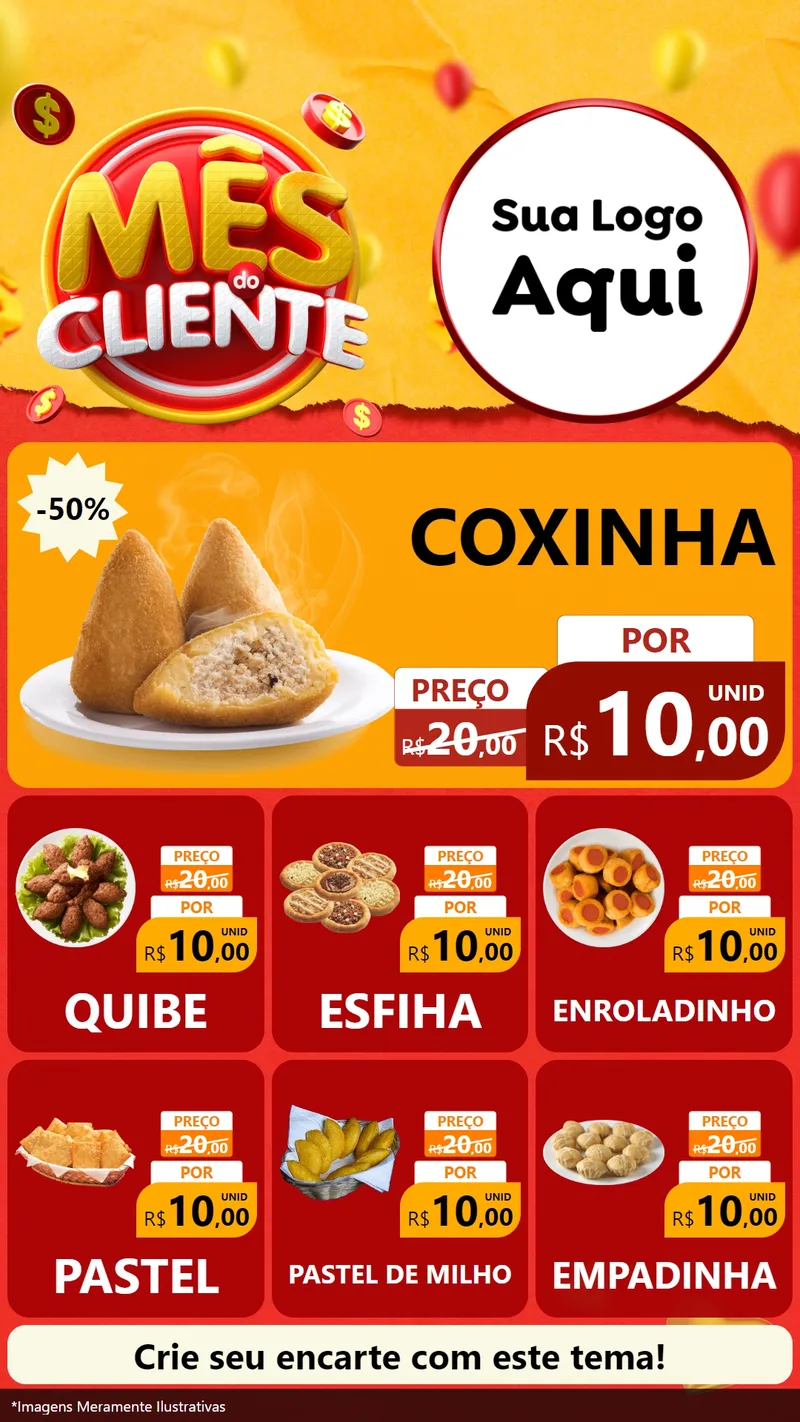 Modelo de Rede Social para Stories com o tema Mês do Cliente para Salgadaria