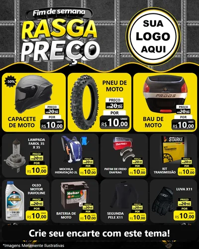 Modelo de Rede Social para Feed Instagram com o tema Fim de Semana Rasga Preço para Moto peças
