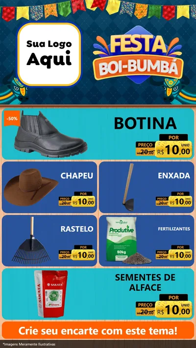 Modelo de TV para TV Vertical com o tema Festa Boi Bumbá para Agropecuária