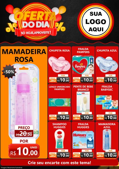 Modelo de Encarte para Encarte A4 Vertical com o tema Oferta do Dia - Só hoje, Aproveite! para Bebês