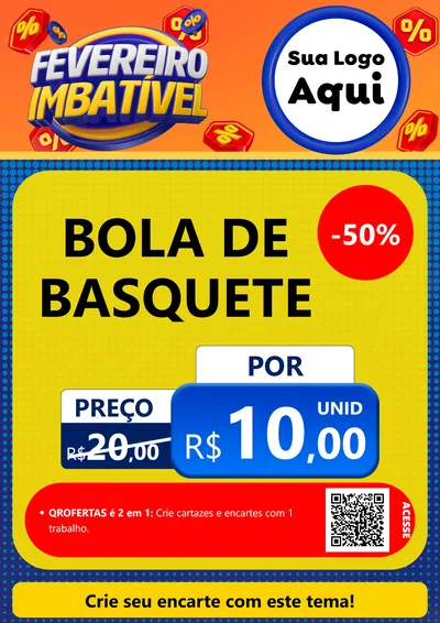 Modelo de Cartaz para Cartaz A4 Vertical com o tema Fevereiro Imbatível para Artigos Esportivos