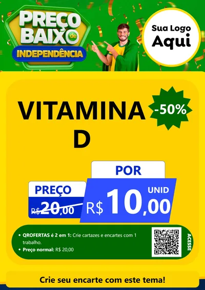 Modelo de Cartaz para Cartaz A4 Vertical com o tema Preço Baixo de Independência para Farmácia