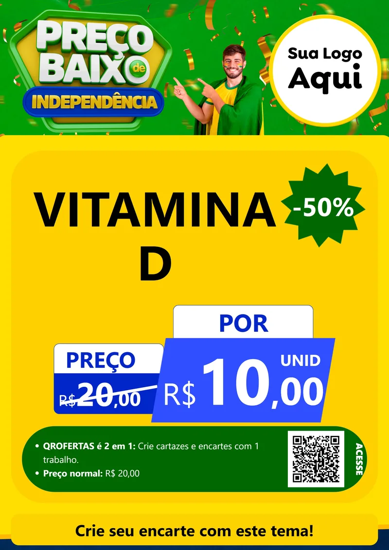 Modelo de Cartaz para Cartaz A4 Vertical com o tema Preço Baixo de Independência para Farmácia