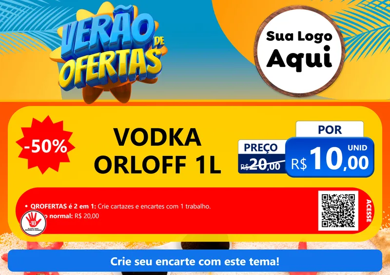 Modelo de Cartaz para Cartaz A4 Horizontal com o tema Verão de Ofertas para Distribuidora de bebidas