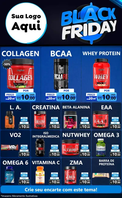Modelo de Encarte para Encarte Grande com o tema Black Friday para Suplementos alimentares