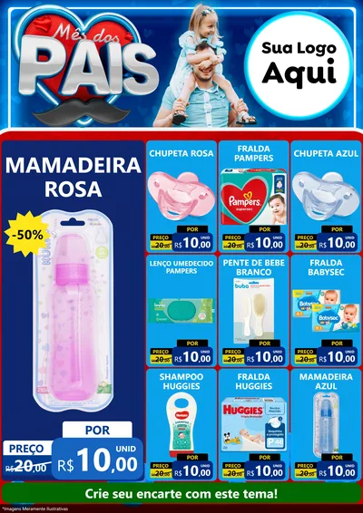 Modelo de Encarte para Encarte A4 Vertical com o tema Mês Dos Pais para Bebês