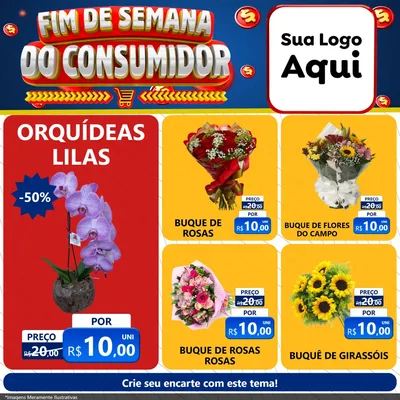 Modelo de Rede Social para Feed Facebook com o tema Fim de Semana do Consumidor para Floricultura e jardim