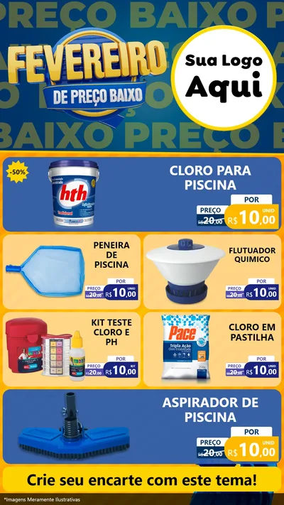 Modelo de TV para TV Vertical com o tema Fevereiro de Preço Baixo para Produtos para Piscina