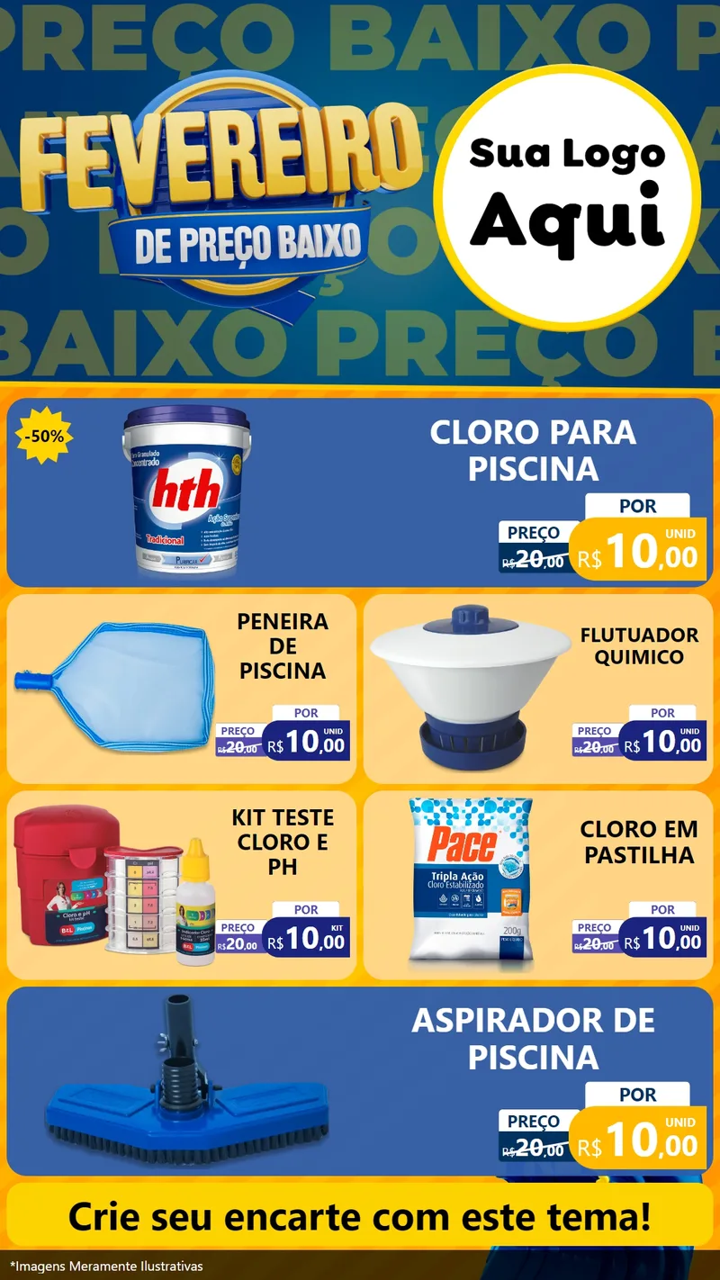 Modelo de TV para TV Vertical com o tema Fevereiro de Preço Baixo para Produtos para Piscina