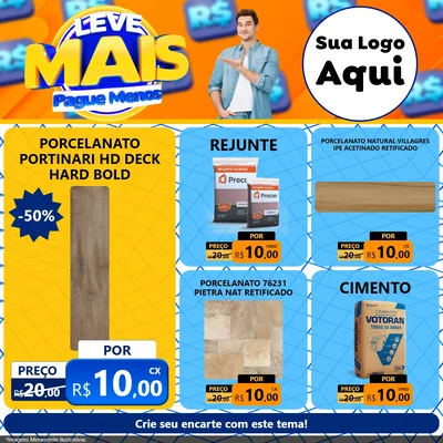 Modelo de Rede Social para Feed Facebook com o tema Leve Mais, Pague Menos para Pisos e revestimentos