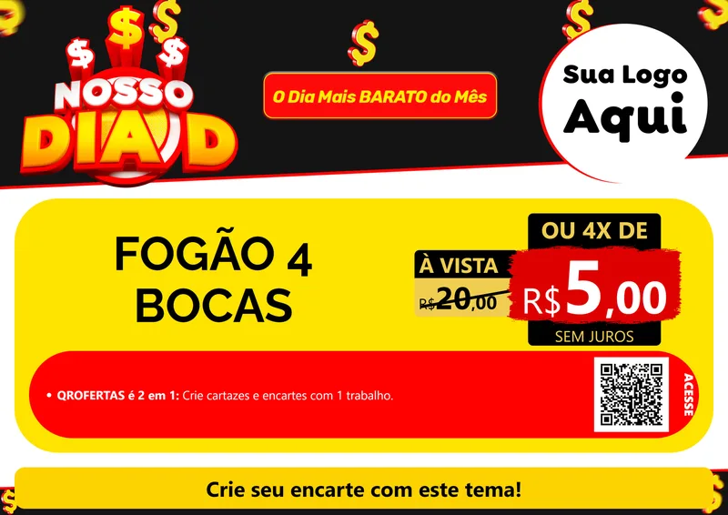 Modelo de Cartaz para Cartaz A4 Horizontal com o tema Nosso Dia D para Móveis e Eletro