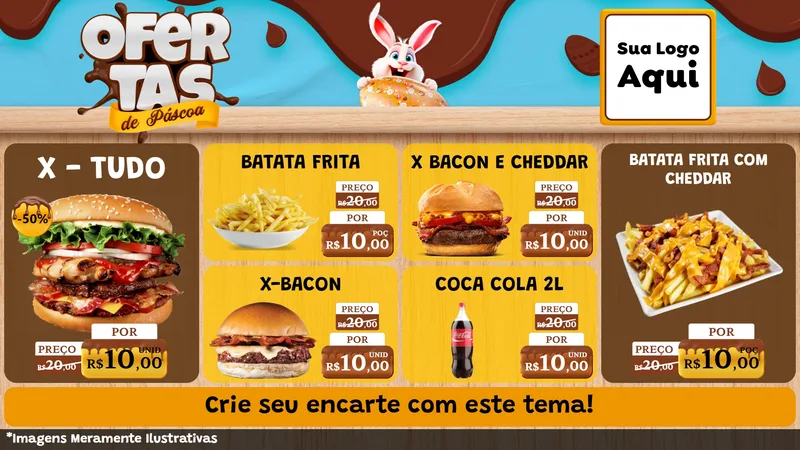 Modelo de TV para TV Horizontal com o tema Ofertas de Páscoa para Hamburgueria
