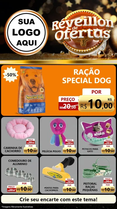 Modelo de Rede Social para Stories com o tema Réveillon de Ofertas para Pet Shop
