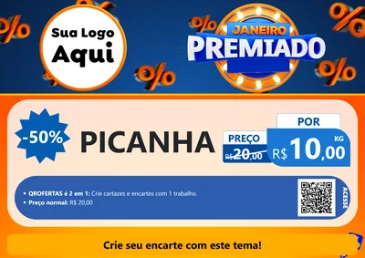 Modelo de Cartaz para Cartaz A4 Horizontal com o tema Janeiro Premiado para Açougue