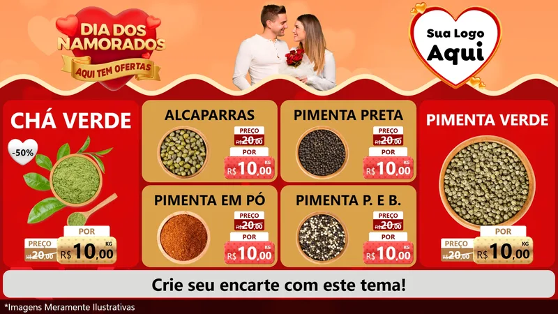 Modelo de TV para TV Horizontal com o tema Dia dos Namorados - Aqui Tem Ofertas para Produtos Naturais
