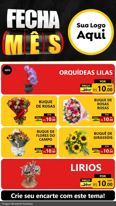 Modelo de TV para TV Vertical com o tema Fecha Mês para Floricultura e jardim