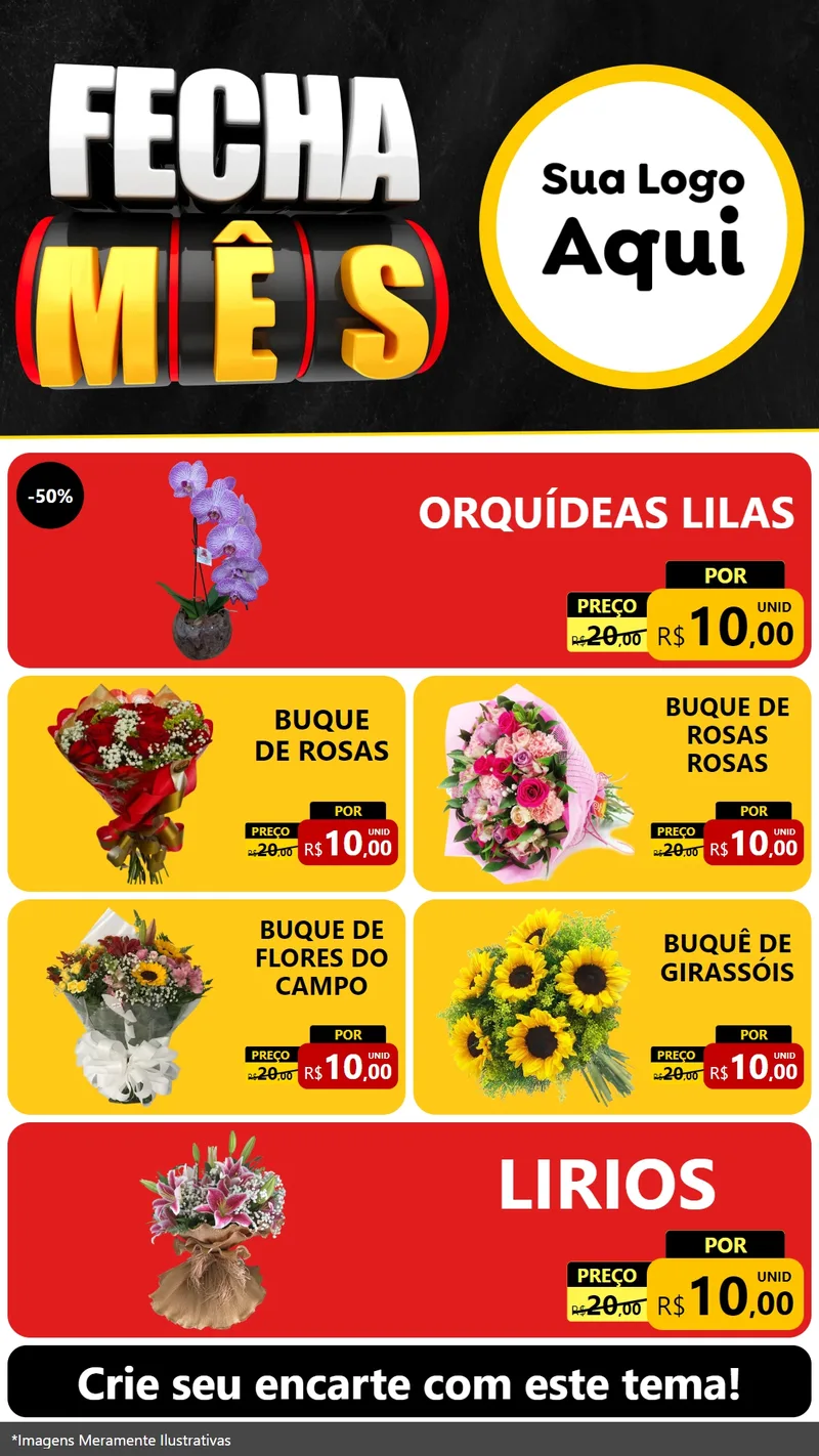 Modelo de TV para TV Vertical com o tema Fecha Mês para Floricultura e jardim