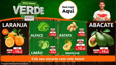 Modelo de TV para TV Horizontal com o tema Sexta e Sábado Verde - Hortifruti para Hortifrúti