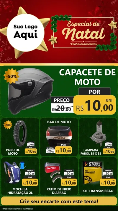Modelo de Rede Social para Stories com o tema Especial de Natal para Moto peças