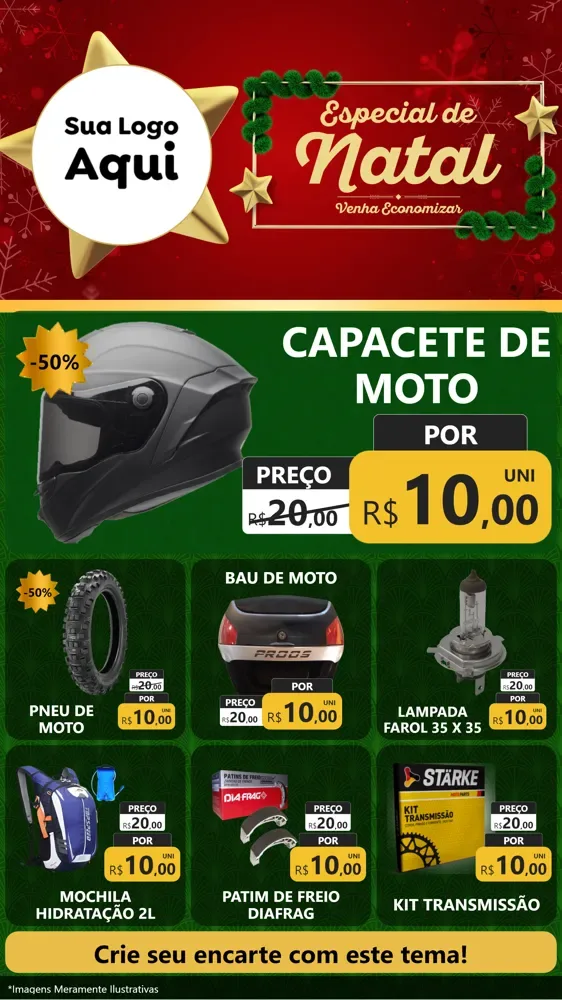 Modelo de Rede Social para Stories com o tema Especial de Natal para Moto peças