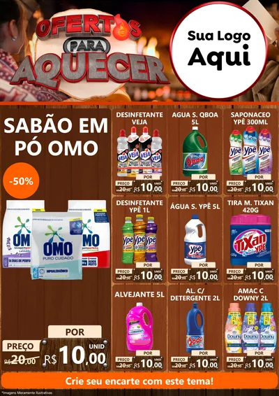 Modelo de Encarte para Encarte A4 Vertical com o tema Ofertas Para Aquecer para Produtos de Limpeza
