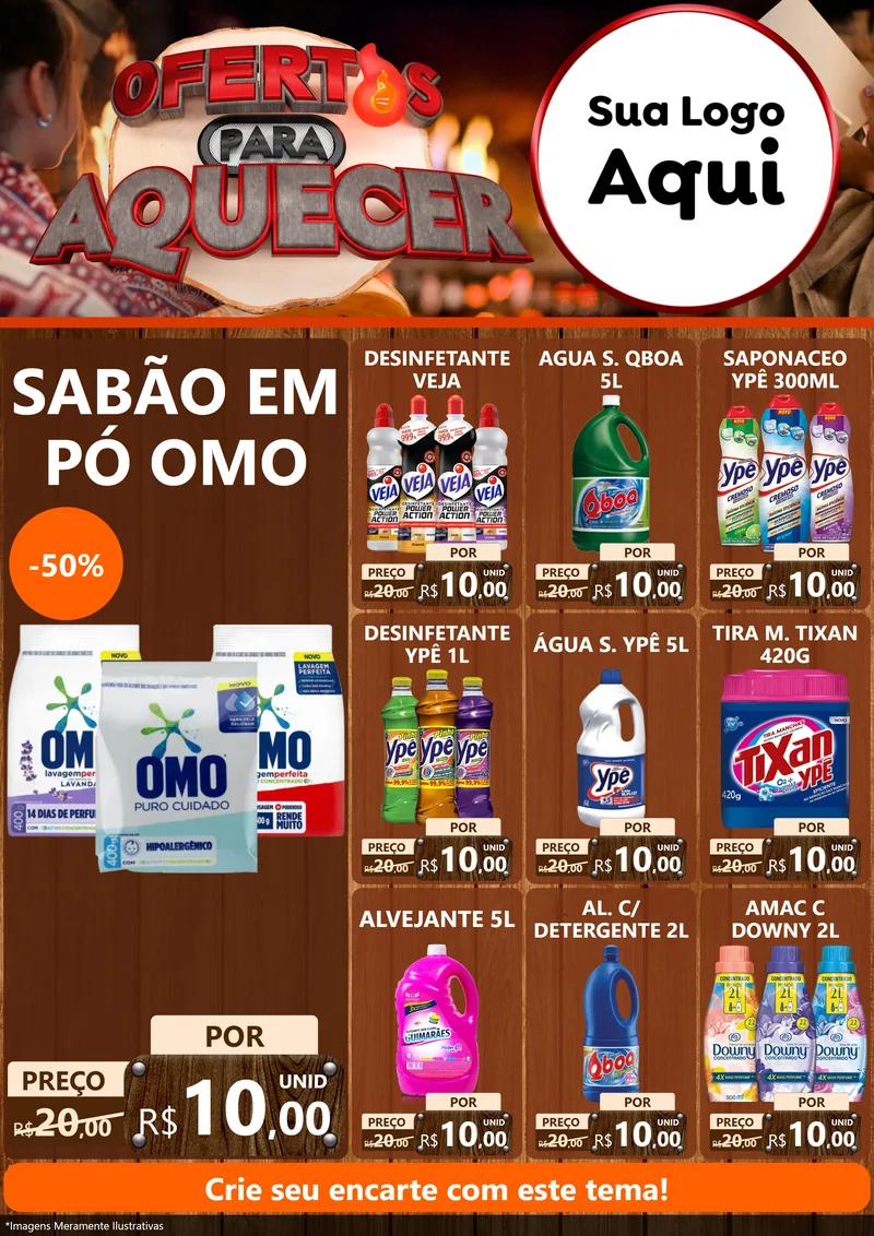 Modelo de Encarte para Encarte A4 Vertical com o tema Ofertas Para Aquecer para Produtos de Limpeza