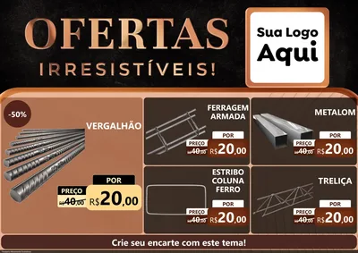 Modelo de Encarte para Encarte A4 Horizontal com o tema Ofertas Irresistíveis! para Ferragens