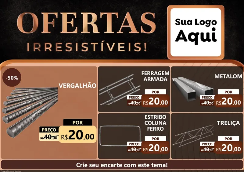 Modelo de Encarte para Encarte A4 Horizontal com o tema Ofertas Irresistíveis! para Ferragens