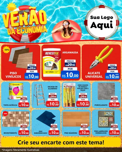 Modelo de Rede Social para Feed Instagram com o tema Verão da Economia para Material para Construção
