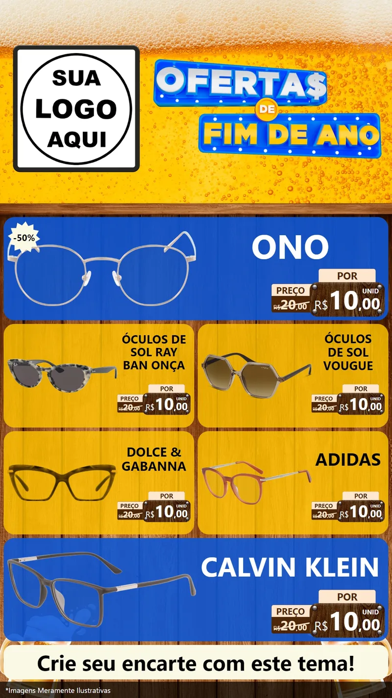 Modelo de TV para TV Vertical com o tema Ofertas de Fim de Ano para Óticas
