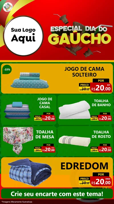 Modelo de TV para TV Vertical com o tema Especial Dia do Gaúcho para Cama, Mesa e Banho